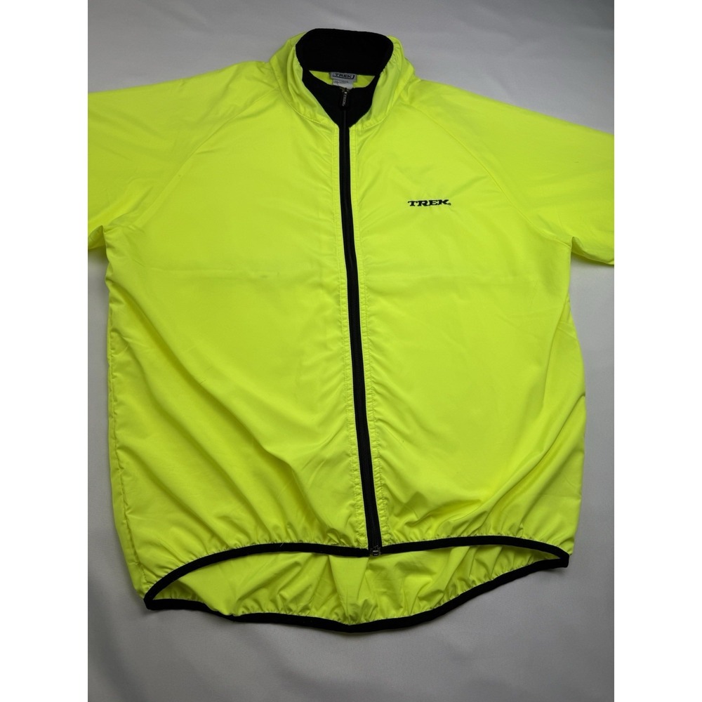 Trek Mens L Cycling‎ Jacket Neon Yellow Full Zip Windbreaker Hi Vis Bike